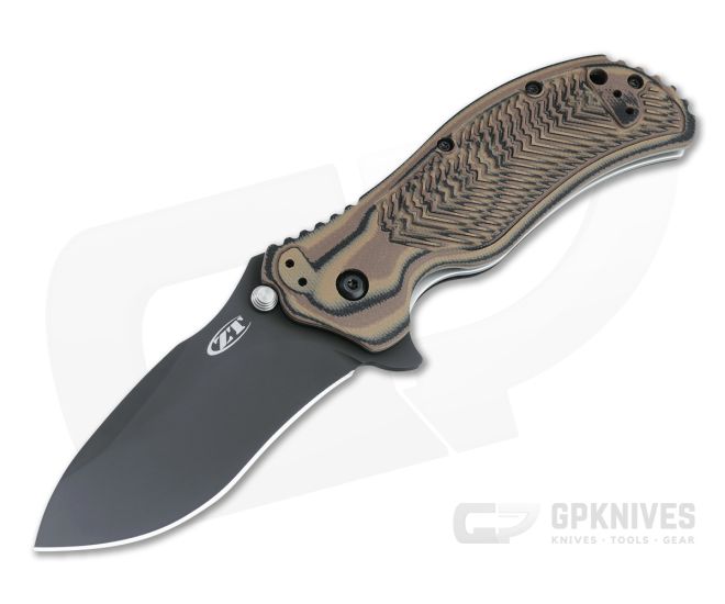 Zero Tolerance 0350 Assisted Flipper Black S30V 3D Hyena Brown G10 Folder 0350HB