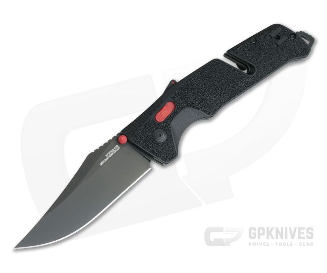 SOG Trident AT Black & Red Plain PVD D2 Black GRN AT-XR Lock Assisted Folder 11-12-01-57
