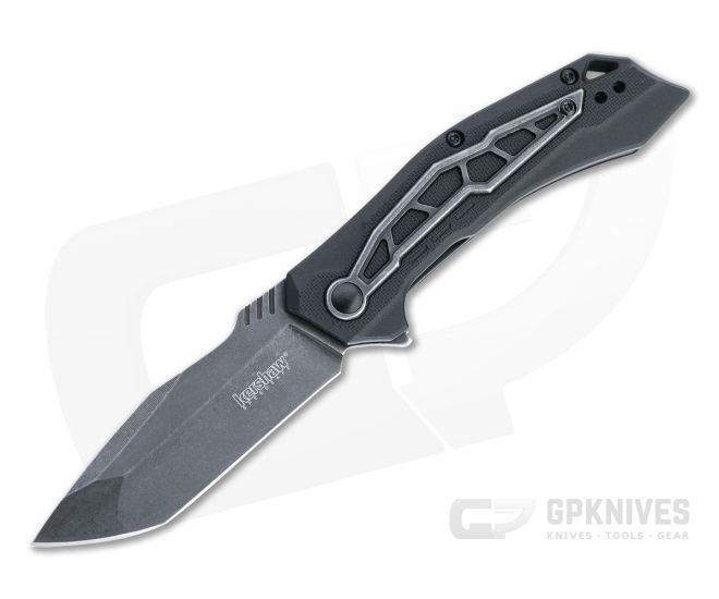 Kershaw Flatbed BlackWash Tanto Steel Inlaid Black GFN Assisted Liner Lock Flipper 1376