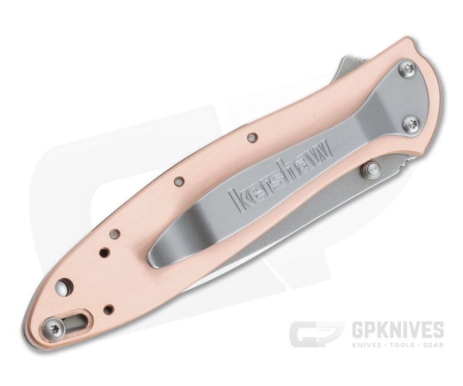 Kershaw Knives Leek Stonewashed CPM-154 Raw Copper Assisted Flipper 1660CU - Image 2