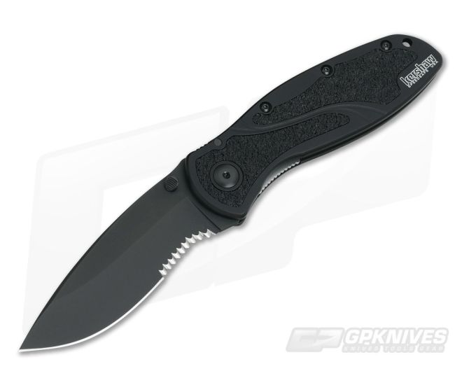 Kershaw Blur All Black Part Serrated SpeedSafe Assisted Opener 1670BLKST