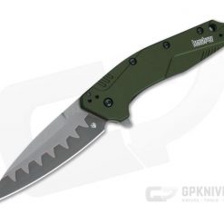 Kershaw Dividend Stonewashed CPM-D2 Composite Olive Green Assisted Flipper 1812OLCB