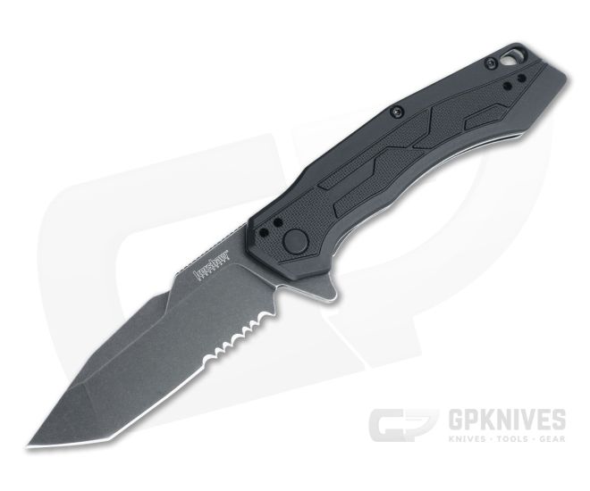 Kershaw Analyst BlackWash Serrated Tanto Black GFN Assisted Liner Lock Flipper 2062ST