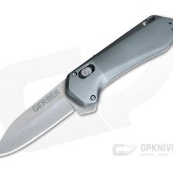 Gerber Highbrow Compact Grey Stonewashed Plain Assisted Flipper 30-001518N
