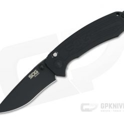 SOG Banner Black Cerakote Plain S35VN Aluminum USA Assisted Button Lock Folder BA1001-BX