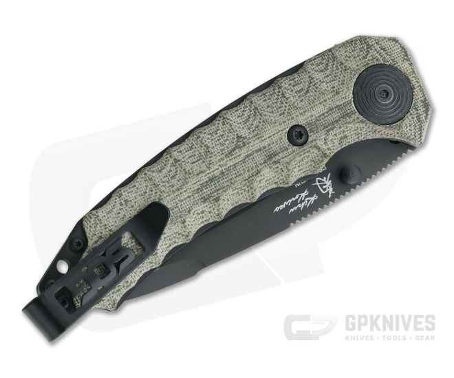 SOG Kiku Assisted Black S35VN Linen Micarta Button Lock Assisted Folder KU-3004 - Image 3