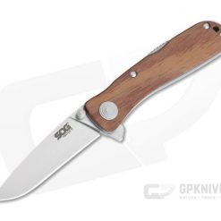 SOG Twitch II Satin AUS-8 Wood Back Lock Assisted Gentleman's Folder TWI17-BX